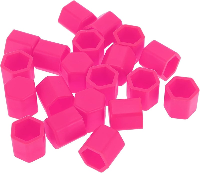 Partuto 20 Pcs Wheel Lug Nut Bolt Rims Tire Nut Screws Dust Cap Cover Nut Protection Silicone Fluorescent Pink 2.2x15x20mm - Image 1